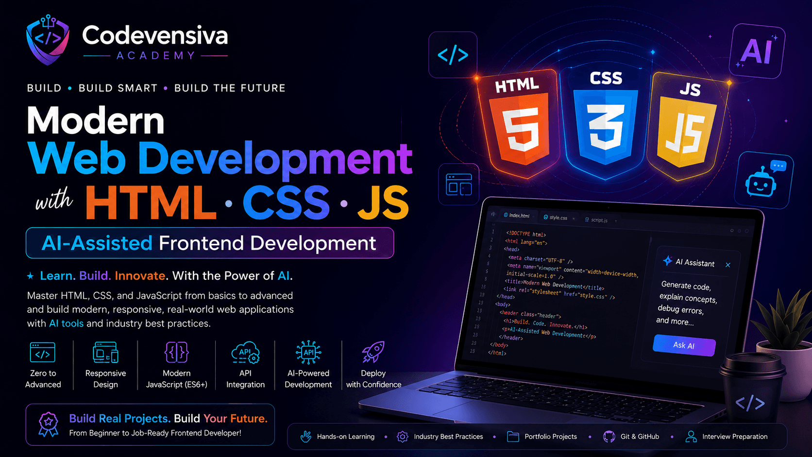 HTML, CSS, JavaScript + AI Web Development Program